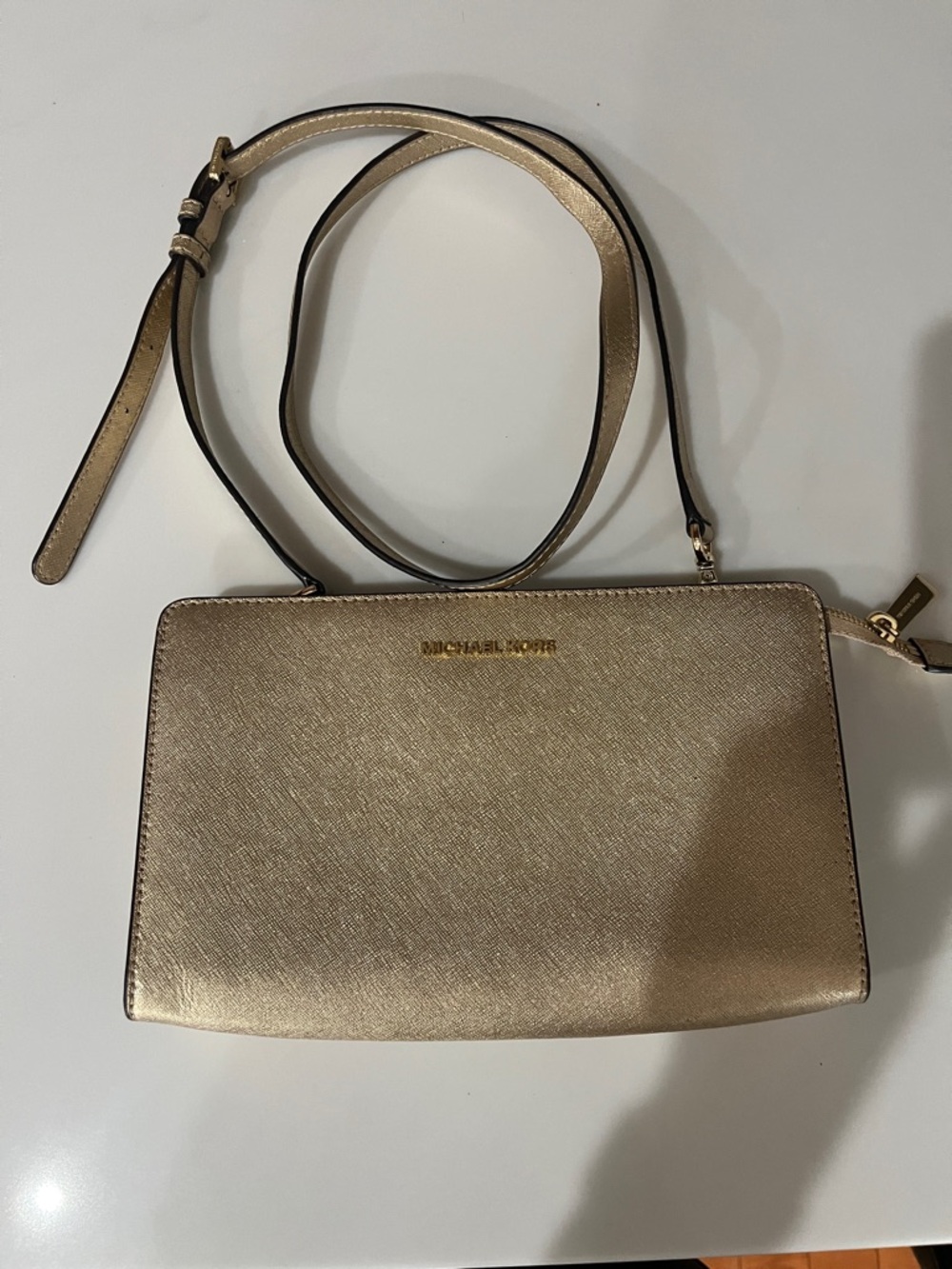Michael Kors Gold Saffiano Crossbody Bag